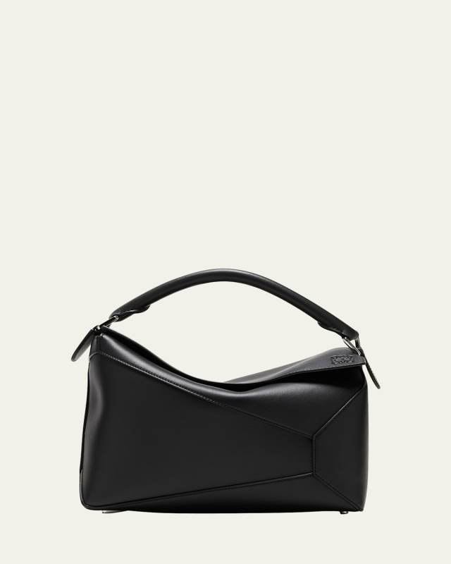 Puzzle Edge Medium Top-Handle Bag in Grained Leather